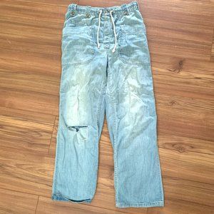 We the Free painter pants, blue jeans, oversized, elastic waist, size XS